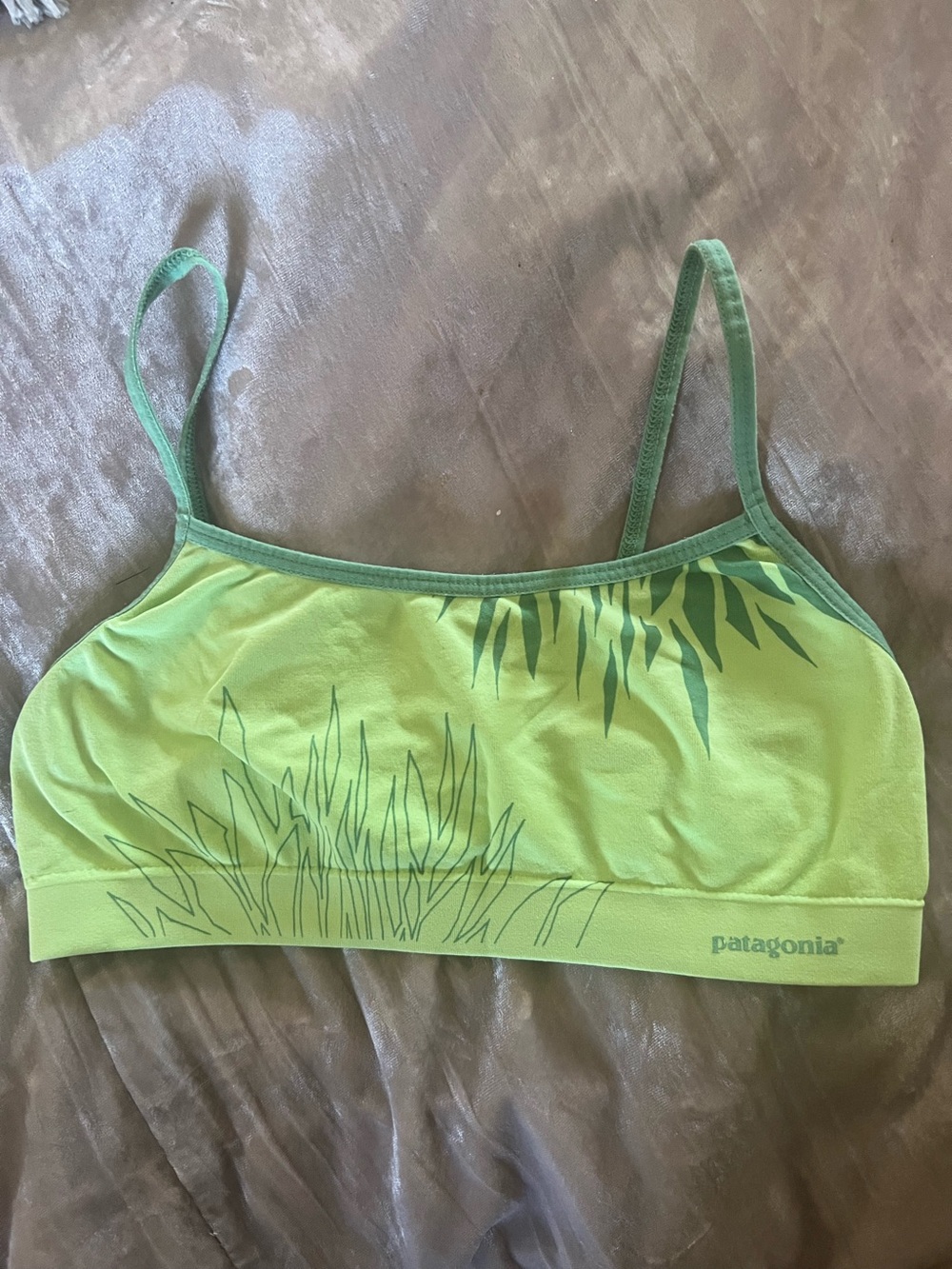 Patagonia Lime Green Botanical Athletic Bralette